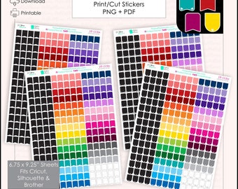 Rainbow Page Flags || Print/Cut Sticker Sheets || 31 Colors || 0.4"x0.5" || 896 Stickers Total || Blackout PNGs included