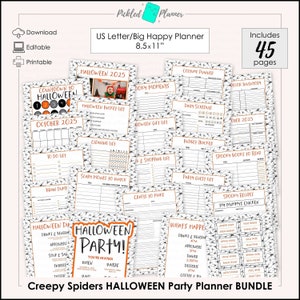 LIMITED TIME! Editable Creepy Spiders Halloween Party/Memory 45-Page Planner Printable Bundle - 8.5x11&quot; US Letter/Big Happy Planner