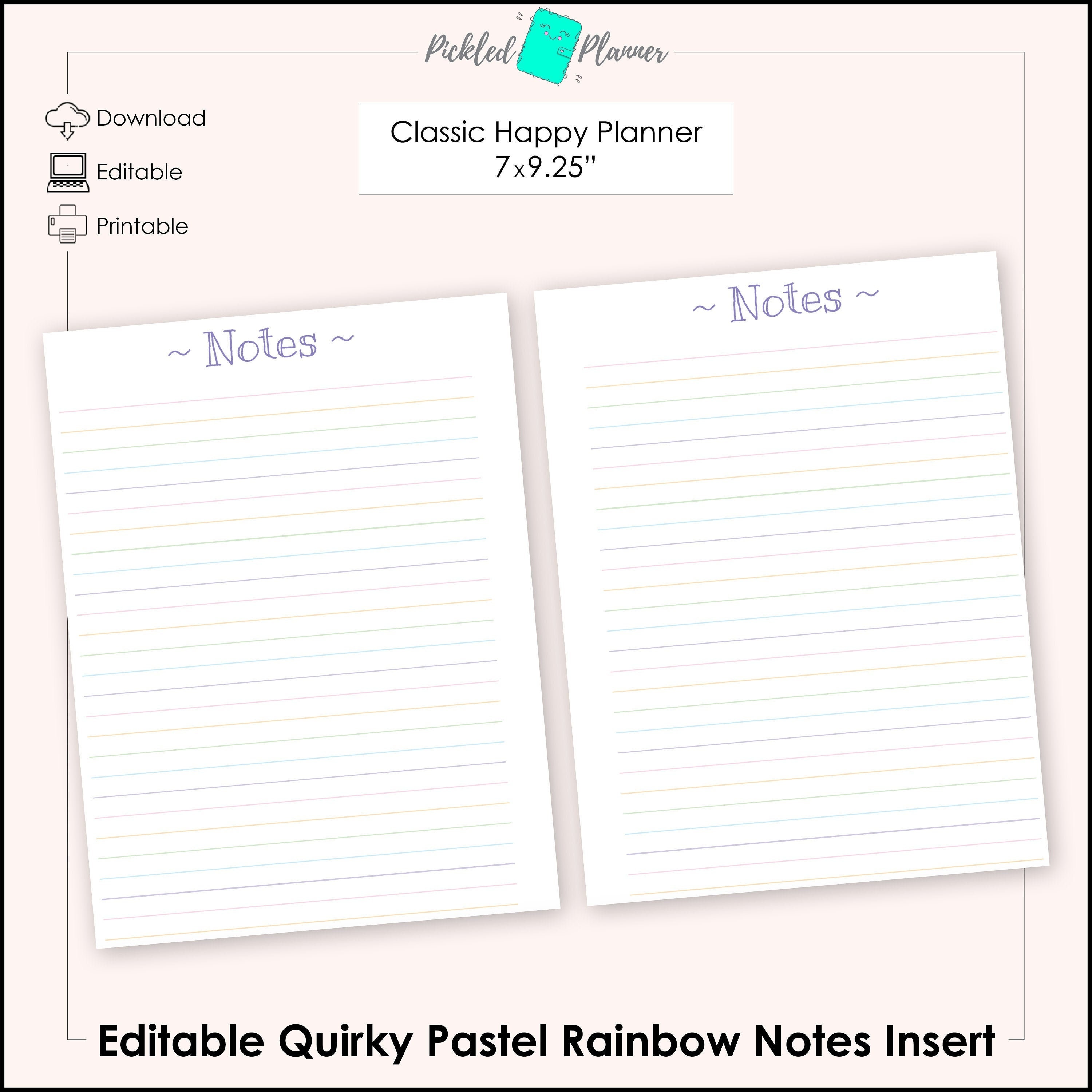 Editable Quirky Pastel Rainbow Notes Printable - 7x9.25" - Classic ...