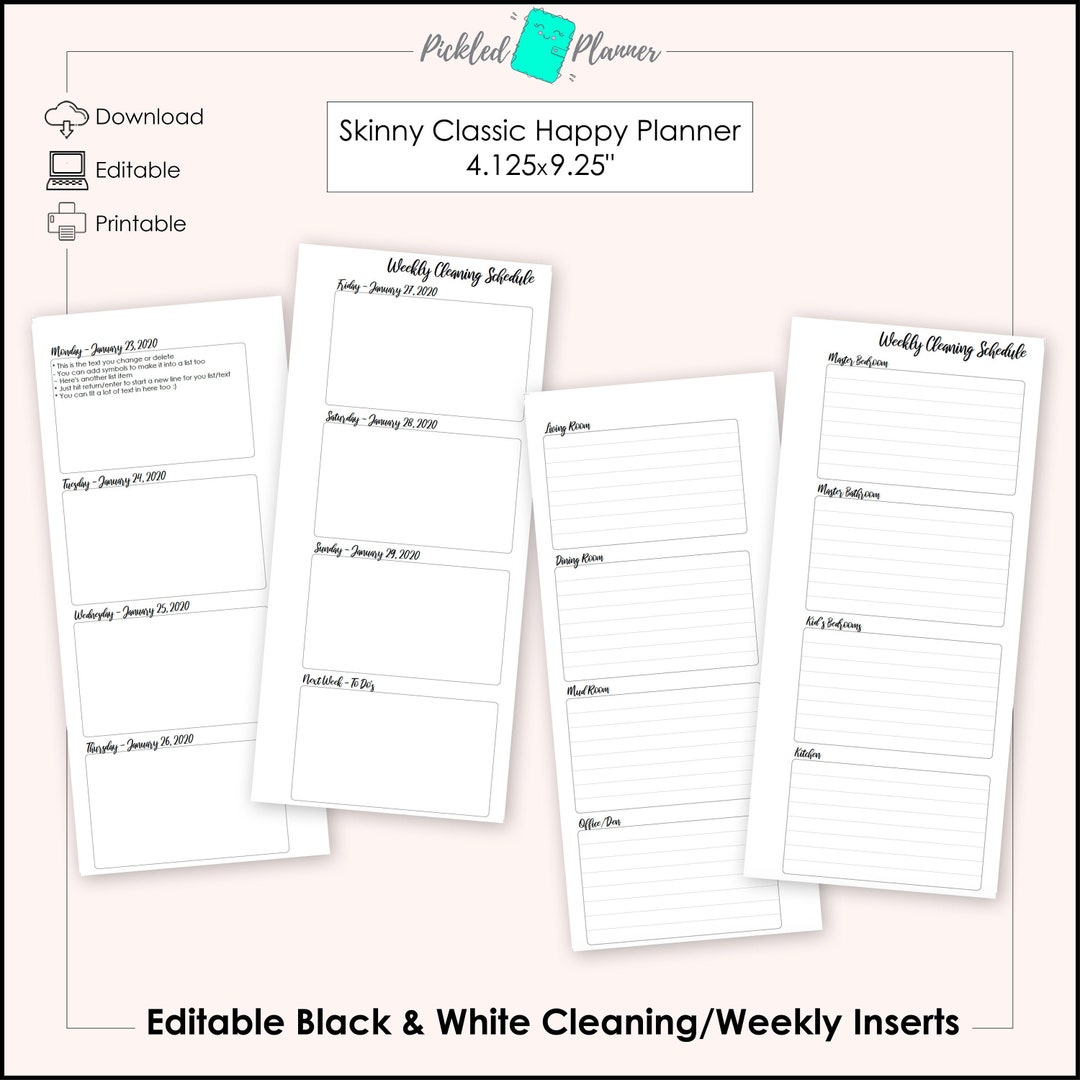 Editable, Cleaning Schedule/weekly Black, Gray &amp; White Unlined and ...