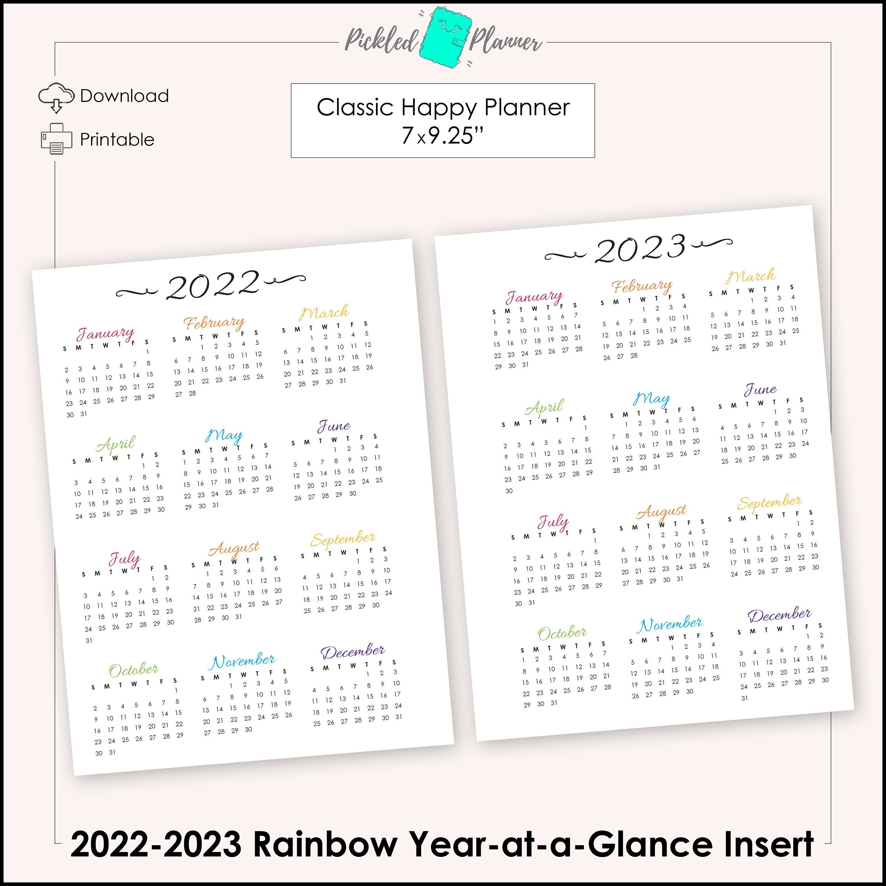 Uo Calendar 2023 Classic Bright Rainbow 2022-2023 Dated Year-At-A-Glance Month | Etsy