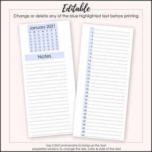 Editable Modern Black &amp; White Undated, Perpetual Monthly Planner ...