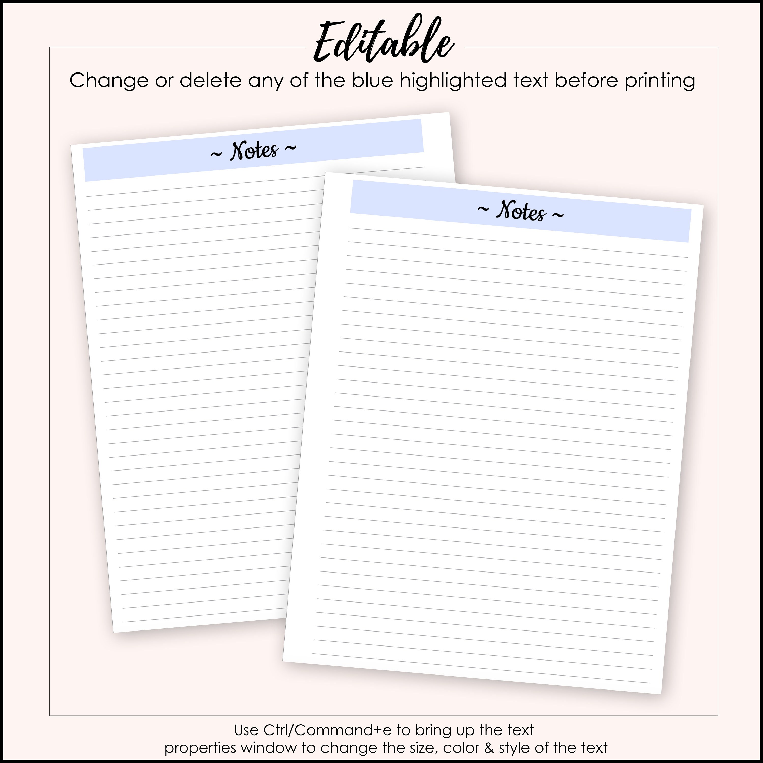 Editable 6 Designs Notes Planner/binder Printable BUNDLE | Etsy
