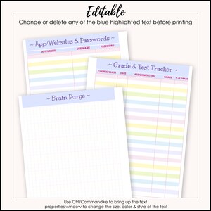 90 Total Pages! Editable Student/teacher Bright Rainbow Undated, School ...