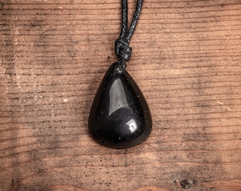 Black Obsidian Crystal Pendant - Teardrop Fantasy Necklace - Gift For Her - Bohemian Jewelry - Adjustable pendant