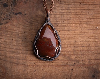 Bloodstone Necklace Stone Pendant For Her - Powerful Amulets For Protection - Gifts For Wife - Gifts for her - Gifts for him