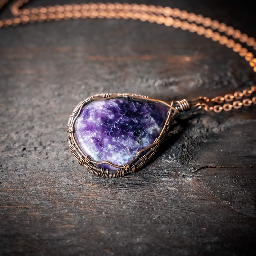 Lepidoliet hanger kristallen ketting unieke handgemaakte Etsy Nederland