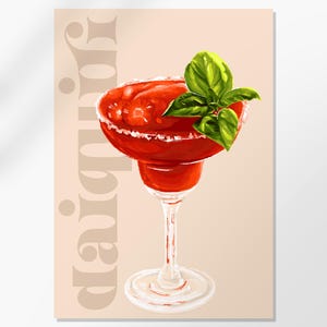 A4 Strawberry Daiquiri Cocktail Wall Art Pink
