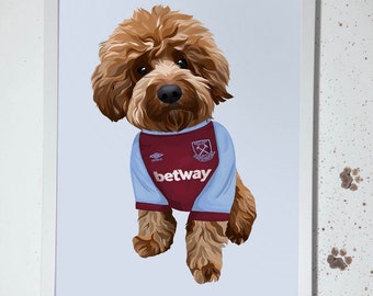 A4 Football Shirt Themed Pet Prints / Dog Artwork / Father’s Day Birthday Gift