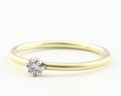 Solitärring Gold 585 750 Krönchenfassung Brillant 0,08ct, Verlobungsring mit Diamant, Antragsring, Geschenk Freundin