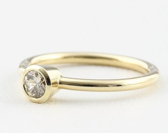 Bague solitaire brillant 0,26 ct 585 750 or, bague de fiançailles avec diamant, bague brillant or 18 carats, bague diamant