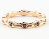 Pink Brillant Memory Ring Welle 585 750 Gold, Antique Memoire Ring, Art Deco Millgriff Ring, Vorsteckring, Diamant Ring Antik