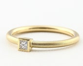 Vintage Solitärring mit Diamant Princess Cut 0,12ct / wahlweise 585 oder 750 Gold / Verlobungsring  / Vintage Engament Ring 14K