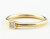 Solitärring mit Diamant Princess Cut 0,14ct 585 750 Gelbgold,  Verlobungsring mit Brilllant, Antragsring Gold, Engament Diamond Ring 14K