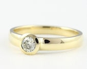 Application ring with diamond, engagement ring in yellow gold 585 750, brilliant ring, ring with white stone, brilliant ring