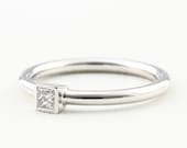 Solitärring mit Princess Cut Diamant 585 750 Weißgold, Verlobungsring Brillant Weißgold, Antragsring mit Diamant