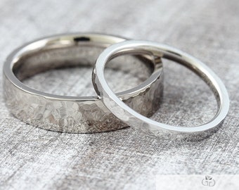 Wedding rings "Hammered" 585 750 gold, hammered wedding rings, wedding rings with hammer structure, rings with engraving