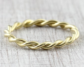 Cord ring gold 2.4 mm gold 585 750, golden braided ring, twisted ring, stacking ring