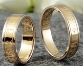 Runen Eheringe BiColor "Gelbgold & Graugold" , Runen Ringe Gold, Trauringe Handgravur