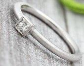 Verlobungsring Vintage Look, Solitärring Princess Cut 0,12ct,Brillantring Weißgold mit Diamant, Verlobungsring Gold, Diamond Engagement Ring