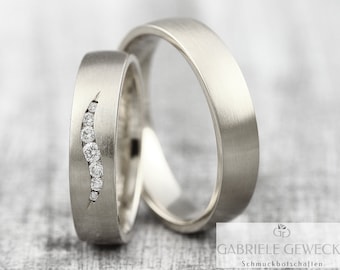 Wedding rings "Brillant Wave" white gold platinum, wedding rings with diamonds, wedding rings gold diamond, wedding rings diamond wreath, rings with engraving