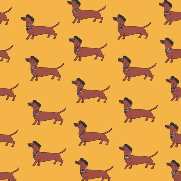 Sausage Dog Dachshund Jersey fabric / price per half meter