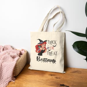 Ariel Trick or Treat Bag Little Mermaid Personalized Halloween Bucket Disney Princess Trick or Treat Bag Custom Halloween Bag for Girls image 5