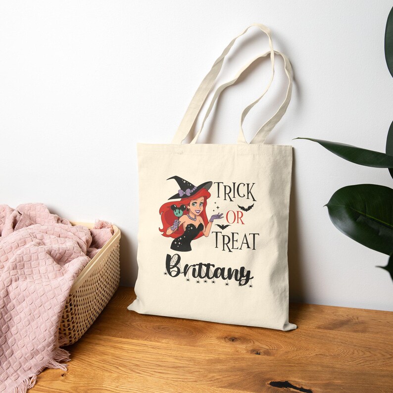 Ariel Trick or Treat Bag Little Mermaid Personalized Halloween Bucket Disney Princess Trick or Treat Bag Custom Halloween Bag for Girls image 5