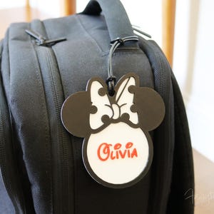 Zurück zu Schule Minnie Maus Rucksack Tag Mickey Mouse personalisierte Lunch Bag Disney Cheer Tag Rucksack Namensschild Minnie Gepäck