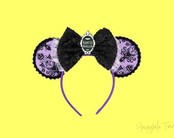 Haunted Mansion Mouse Ears: Sequin Bow, Halloween Headband  display picture 2