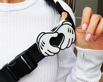 Cinturón con dije de Mickey Mouse, mano de corazón de Mickey, cinturón Lululemon, accesorio para riñonera de Disney, clip de mano de Mickey, idea de regalo para Navidad