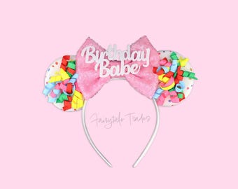 Birthday Minnie Mouse Ears • Birthday Disney Ears Headband • Birthday Mickey Mouse Ear • Birthday girl Mouse ear • Mickey ear Birthday ear