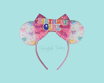 Birthday Girl Mickey Ears Minnie birthday Girl Mickey ear Birthday Girl Princess Party Ear iridescent Adult Mouse ear headband Kids Toddler