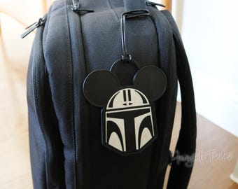 Abalorio para bolso mandaloriano / Adorno de Star Wars / Llavero mandaloriano impreso / Regalo para fans de Star Wars / Bolsa de almuerzo mandaloriana