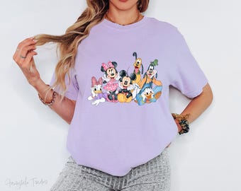 Disney retro shirt Mickey en vrienden, bijpassende shirt familievakantie familievakantie, Disney-personages T-shirt, Mickey & Co cadeau, Disney Mickey Mouse