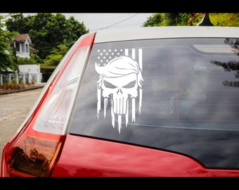 American Flag Decal Large Donald Trump Hair American Flag Skull - Foto 9