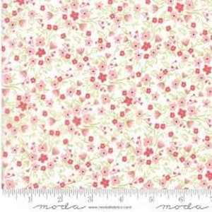 Olive's Flower Market, White & Pink, Yardage, 1/2 Yard Cuts, Fabric, Quilt, 100% Cotton