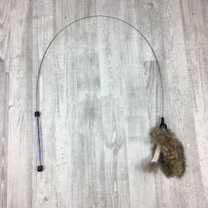 Cat toy | XL rabbit fur on a wire cat teaser toy | Rabbit skin cat teaser toy | Very durable cat toy | Strong cat toy | Interactive cat toy