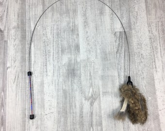 Cat toy | XL rabbit fur on a wire cat teaser toy | Rabbit skin cat teaser toy | Very durable cat toy | Strong cat toy | Interactive cat toy