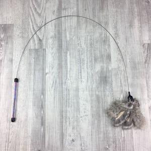 Cat toy | 1 yard long rabbit fur on a wire cat teaser toy | Rabbit skin cat teaser toy | Very durable cat toy | Strong cat toy | Interactive