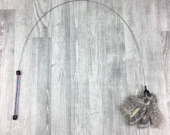 Cat toy | 1 yard long rabbit fur on a wire cat teaser toy | Rabbit skin cat teaser toy | Very durable cat toy | Strong cat toy | Interactive
