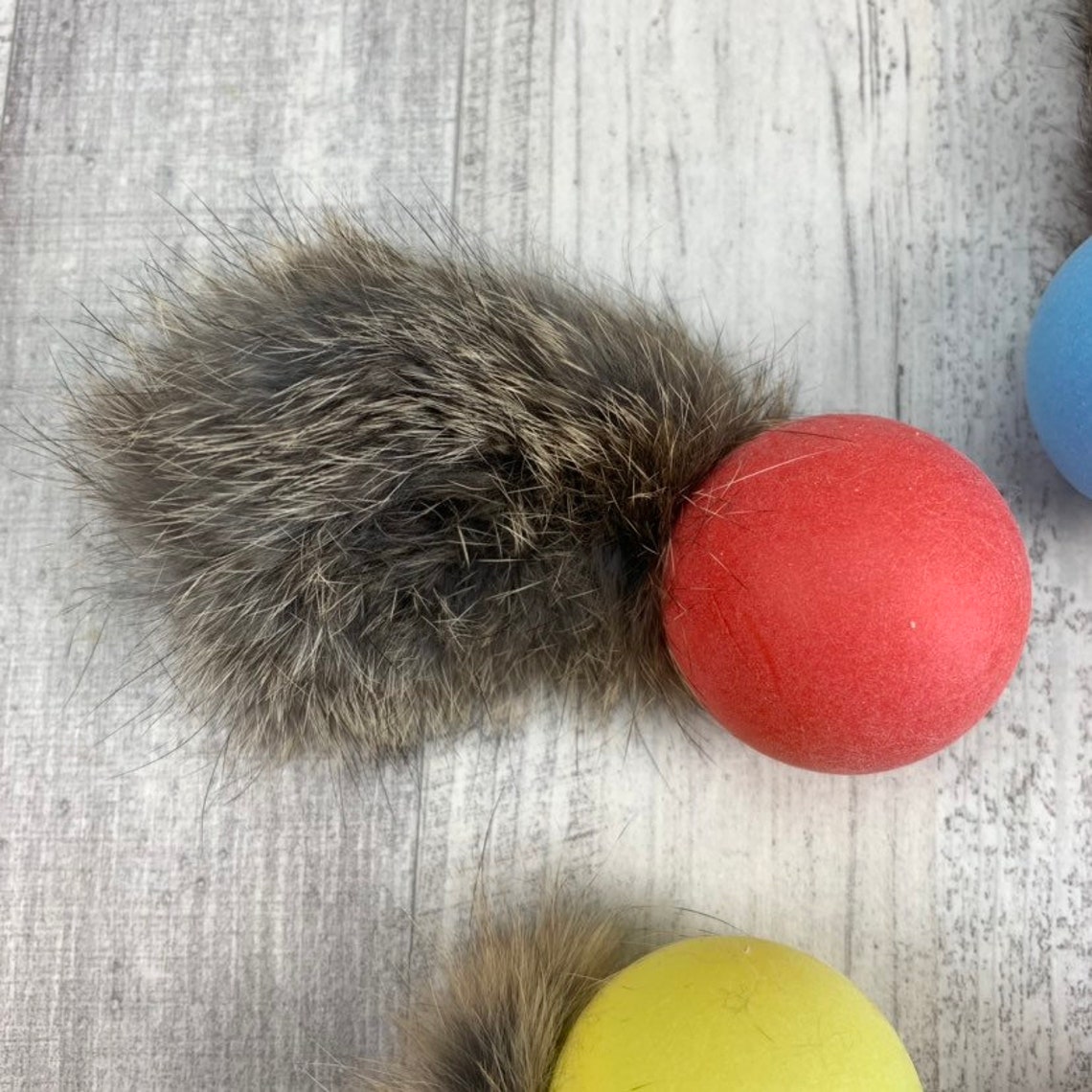 Cat toys Rattle balls with rabbit fur tail cat toss toy Etsy
