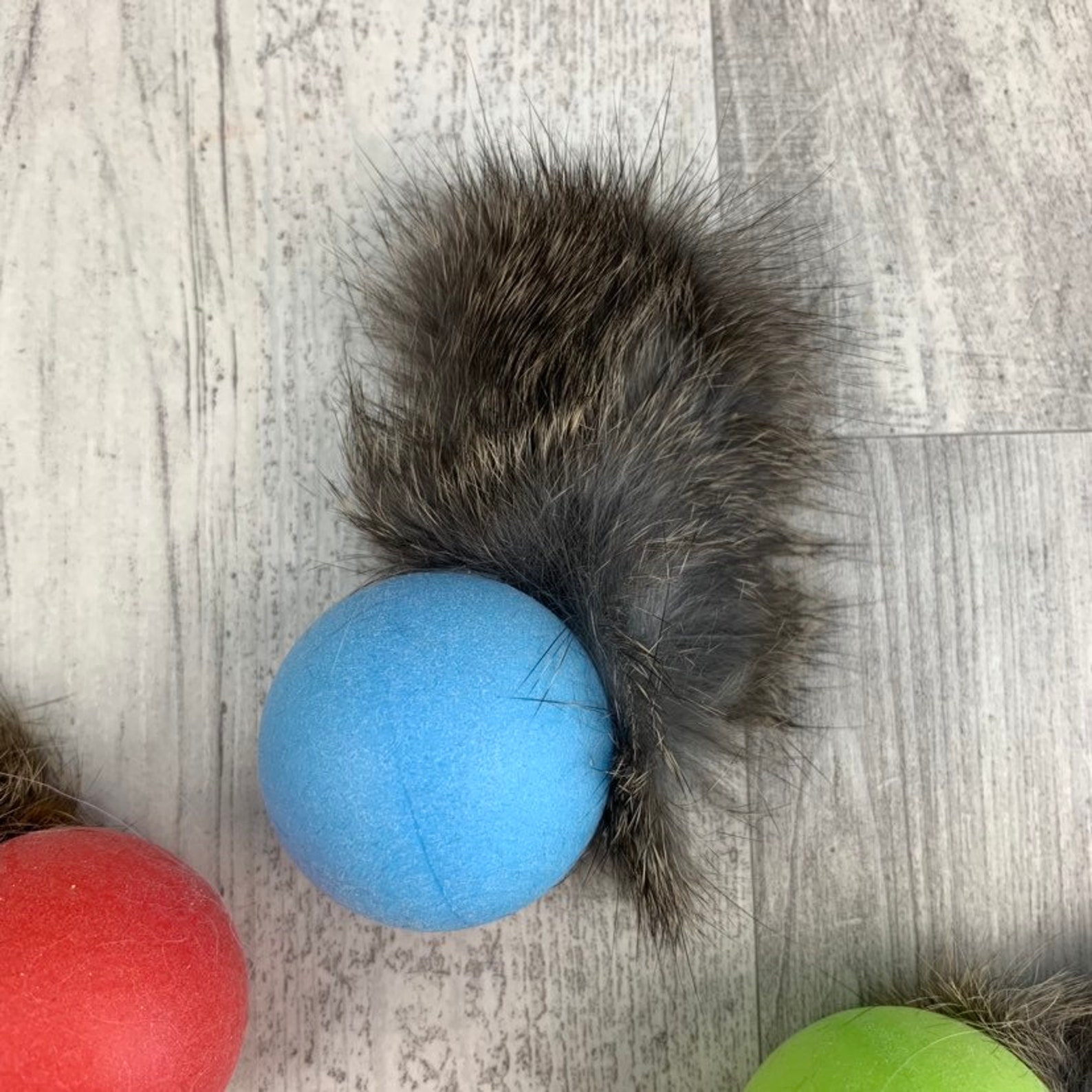 Cat toys Rattle balls with rabbit fur tail cat toss toy Etsy