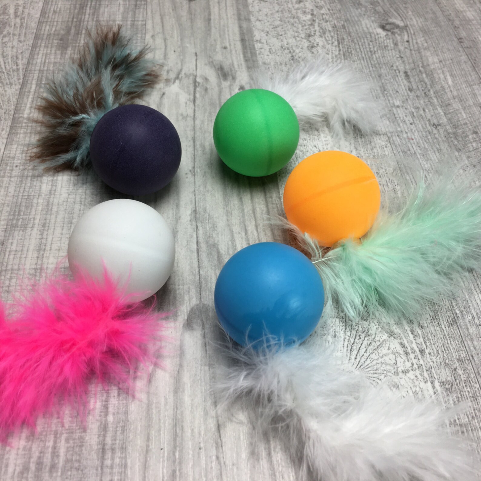 Cat Toys Rattle Balls With Marabou Feather Tail Cat Toss Toy Etsy