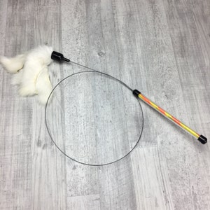 Cat toy | XL rabbit fur on a wire cat teaser toy | Rabbit skin cat teaser toy | Very durable cat toy | Strong cat toy | Interactive cat toy