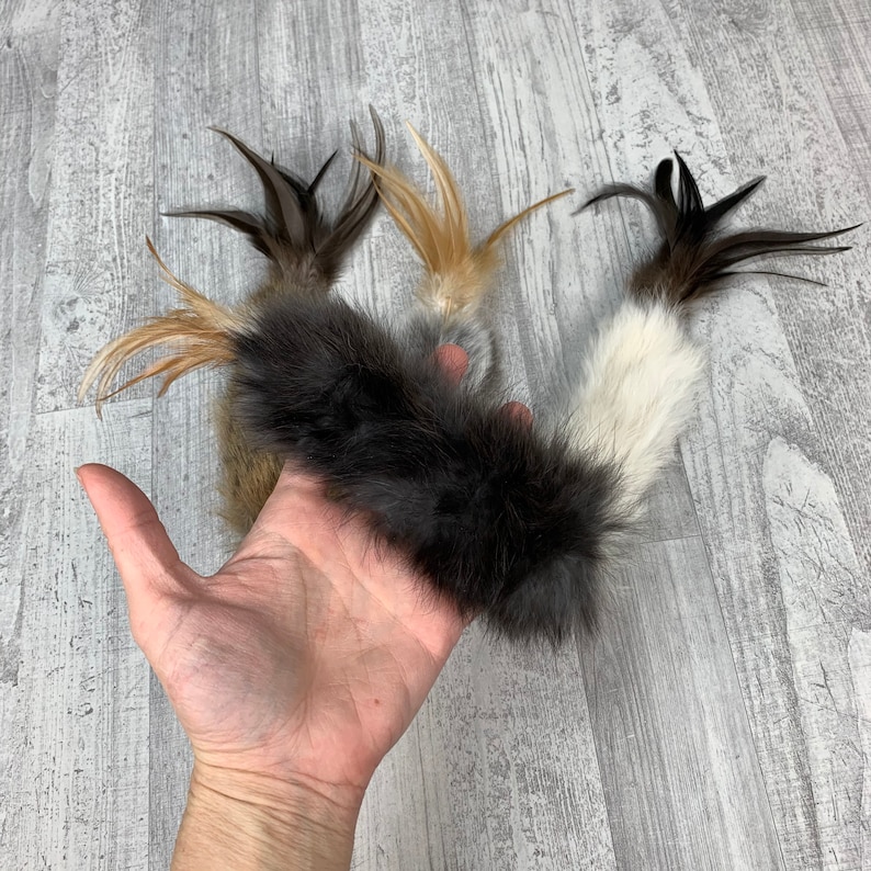 Lot de 4 jouets en lapin et plumes pour chat image 4