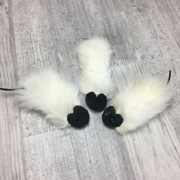 Cat toys | 3pc Rabbit fur flat mice | Rabbit skin cat toy | Rabbit fur cat toy | Cat toss toy | Durable cat toy | Lure cat toy