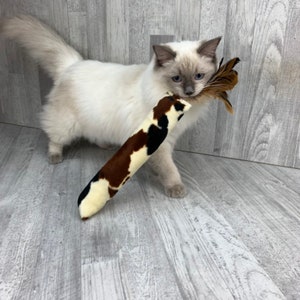 Cat toy | Kicker with rooster feathers tail | Catnip and feathers cat toy | Cat toss toy | Durable cat toy