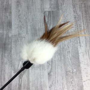 Cat toy | Rabbit fur & feathers teaser | Rabbit skin cat toy | Rabbit fur cat toy | Interactive cat toy | Feather cat toy |