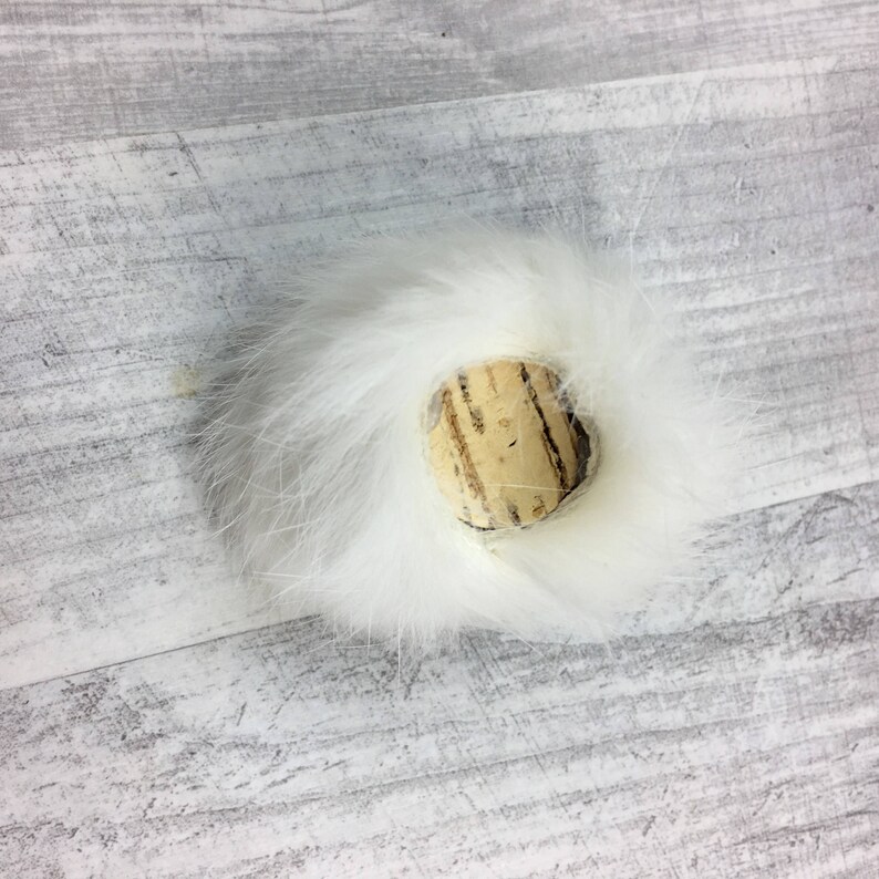 Cat toy 3 Pieces of rabbit skin corks Cork & rabbit fur toss toy Natural rabbit skin cat toys Toss toys image 4